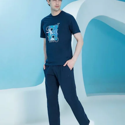 ست مردانه تیشرت چاپدار و شلوار پشت دورس