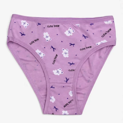 شورت دخترانه میسپل طرح خرس رنگ یاسی