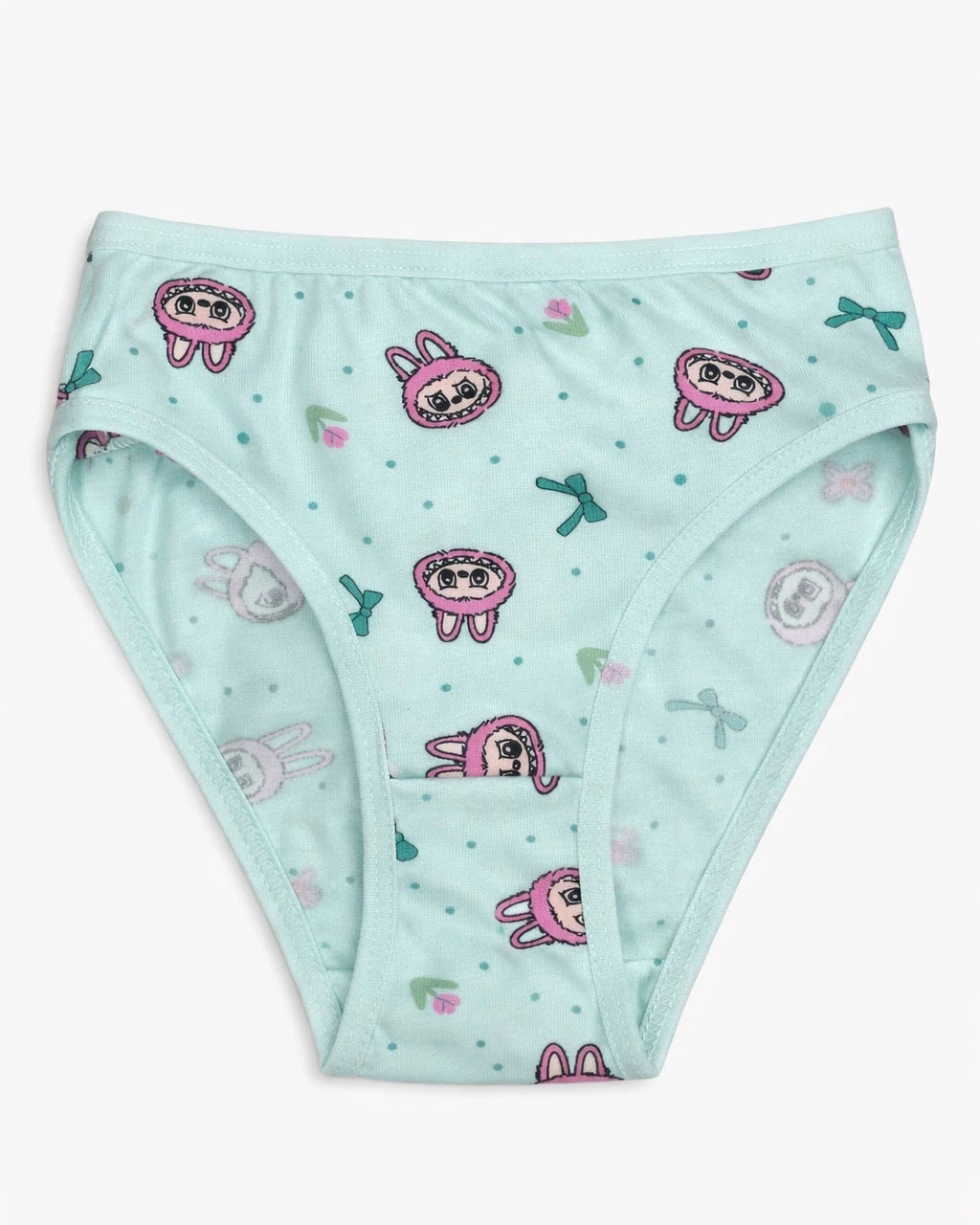 شورت دخترانه میسپل طرح لبوبو رنگ سبز پاستیلی