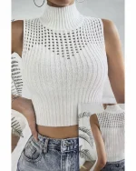 تاپ حلقه‌ای زنانه بافت یقه اسکی DEFNE - تصویر 3