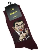 جوراب ساق بلند مردانه زرشکی طرح مستربین - تصویر 2