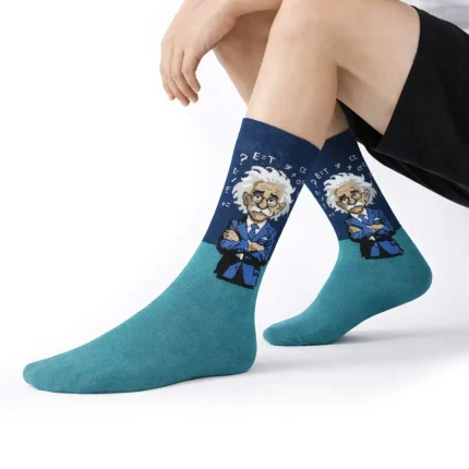 جوراب ساق بلند مردانه طرح انیشتین