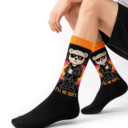 جوراب ساق بلند مردانه طرح خرس