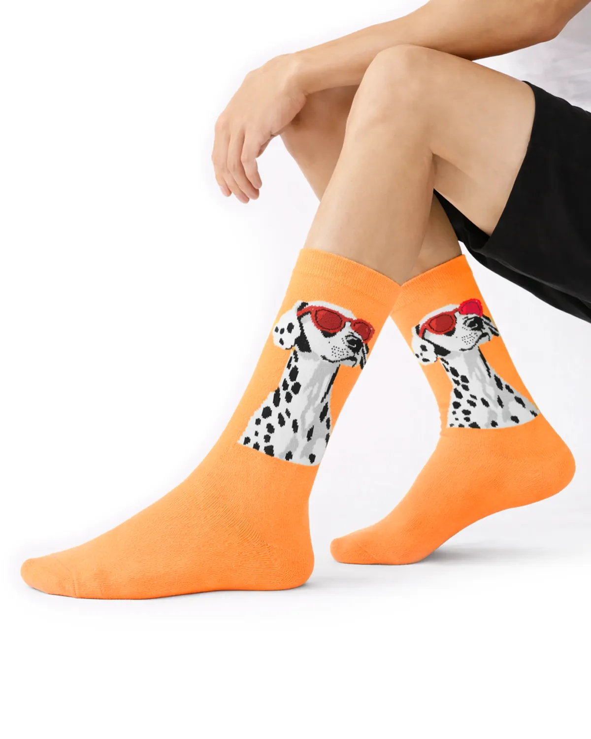 جوراب ساق بلند مردانه طرح سگ خالدار