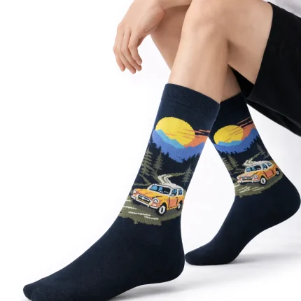 جوراب ساق بلند مردانه طرح ماشین