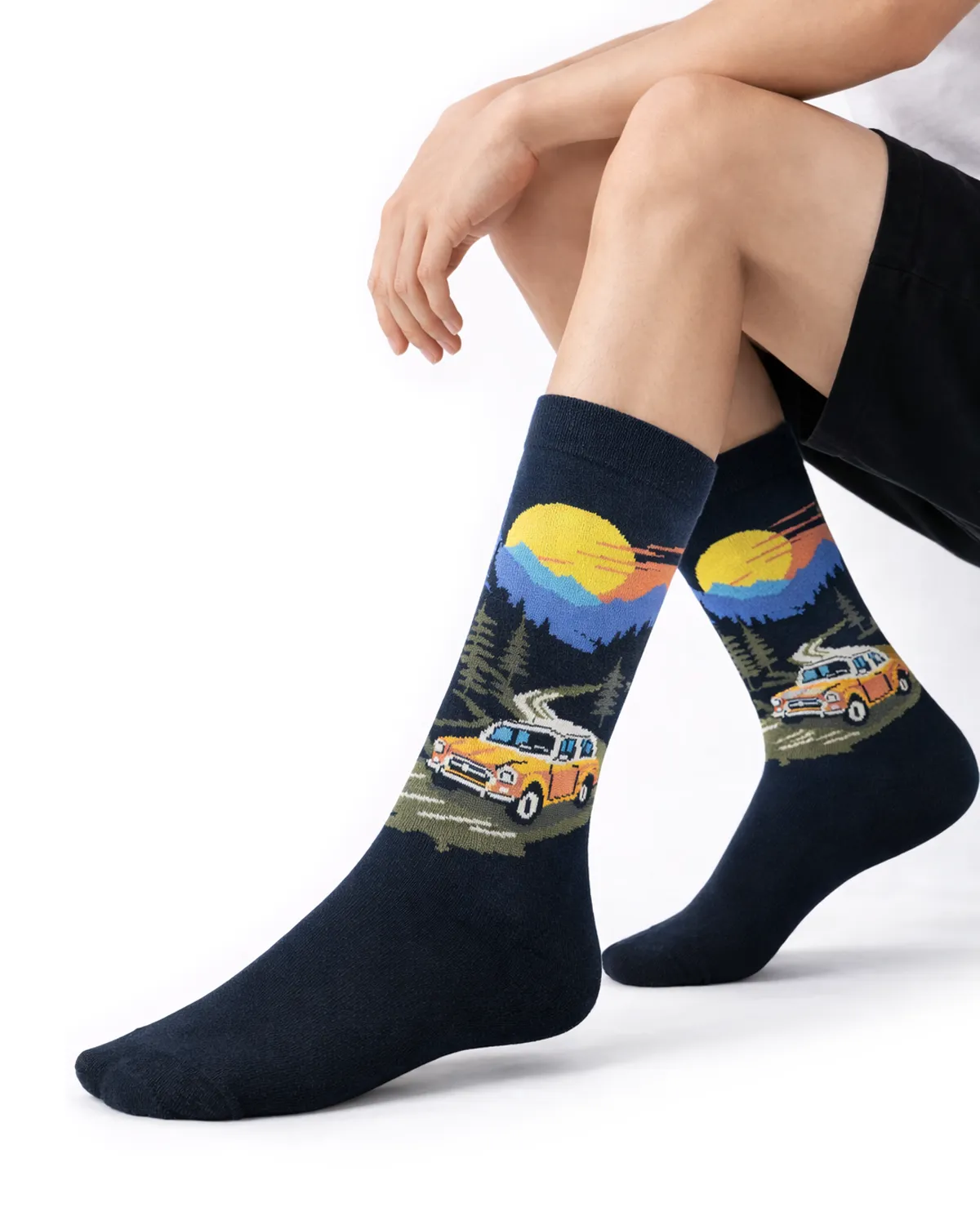 جوراب ساق بلند مردانه طرح ماشین