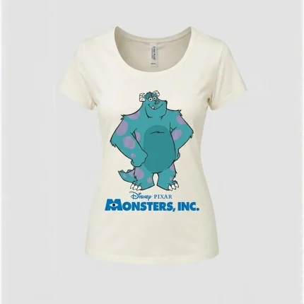تیشرت زنانه طرح سالی کارخانه هیولاها (Monsters Inc) - رنگ سفید