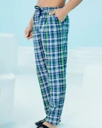 شلوار راحتی چهارخانه مردانه بلکس آبی سبز