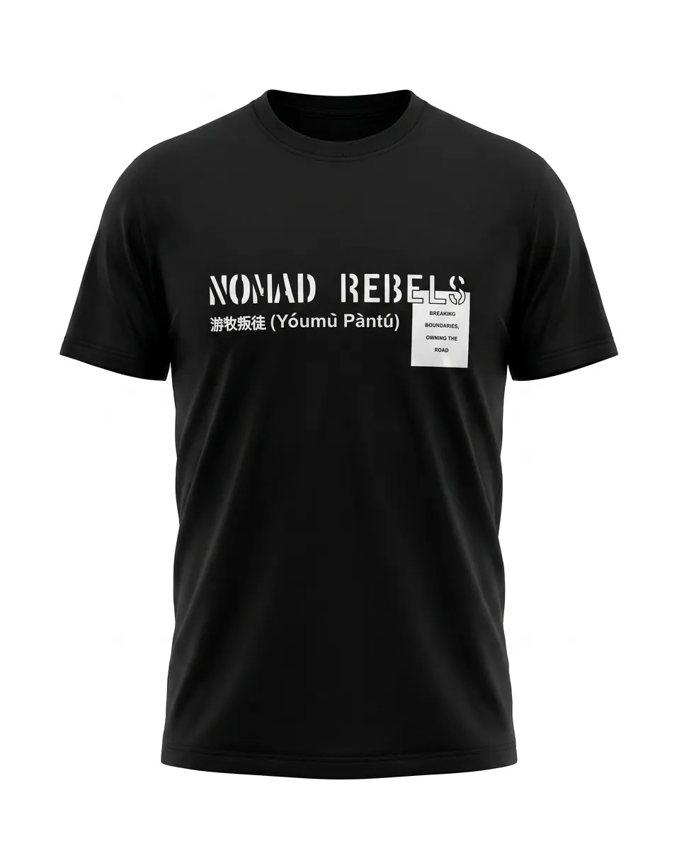 تیشرت مردانه آستین کوتاه مدل NOMAD REBELS رنگ مشکی