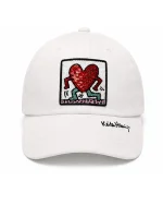 کلاه کپ سفید طرح قلب Keith Haring مدل اسپرت