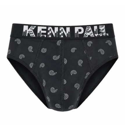 شورت مردانه اسلیپ طرح بته جقه برند KENN PAUL - مشکی، نخی