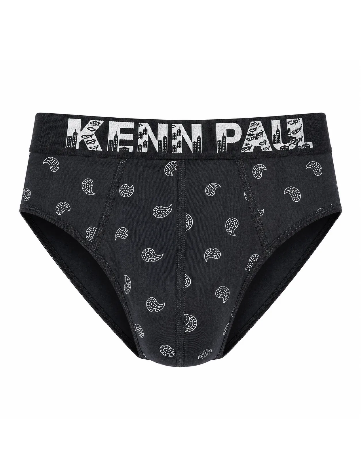 شورت مردانه اسلیپ طرح بته جقه برند KENN PAUL - مشکی، نخی