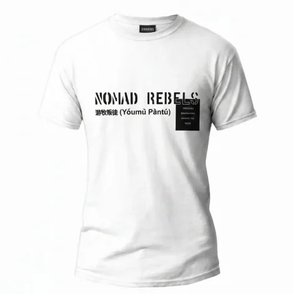 تیشرت مردانه طرح NOMAD REBELS - سفید