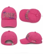 کلاه کپ دخترانه طرح PINK (پولک‌دوزی شده - سرخابی) - تصویر 5