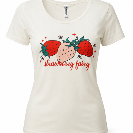 تیشرت زنانه سفید طرح Strawberry Fairy