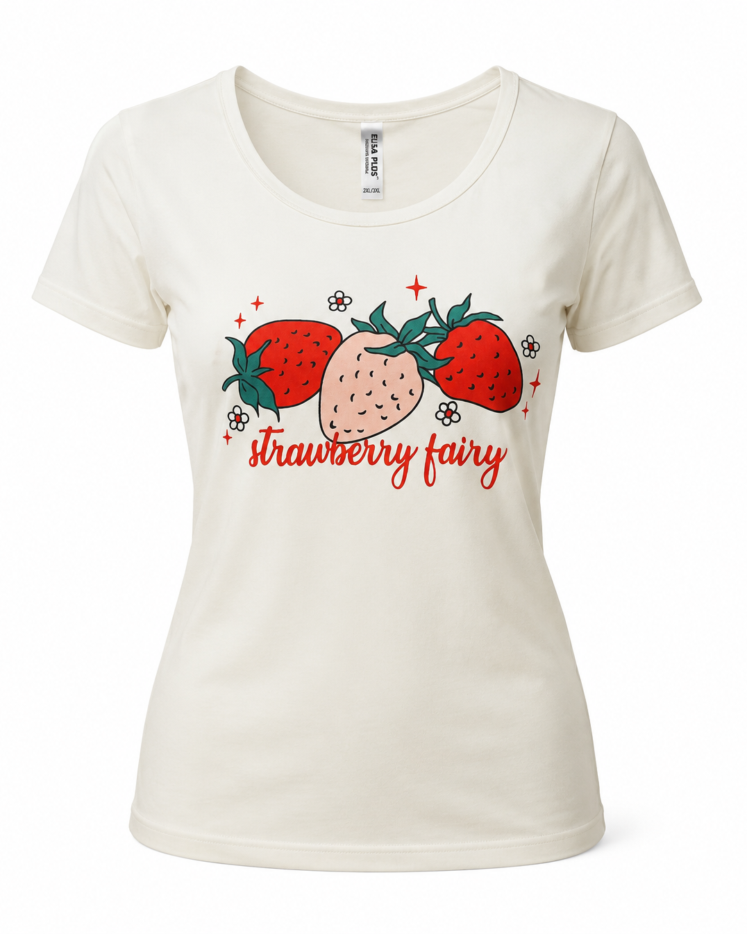 تیشرت زنانه سفید طرح Strawberry Fairy