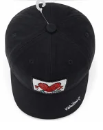 کلاه کپ مشکی طرح قلب Keith Haring مدل گلدوزی شده - تصویر 4
