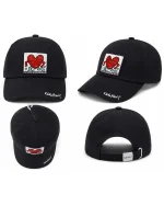 کلاه کپ مشکی طرح قلب Keith Haring مدل گلدوزی شده - تصویر 5