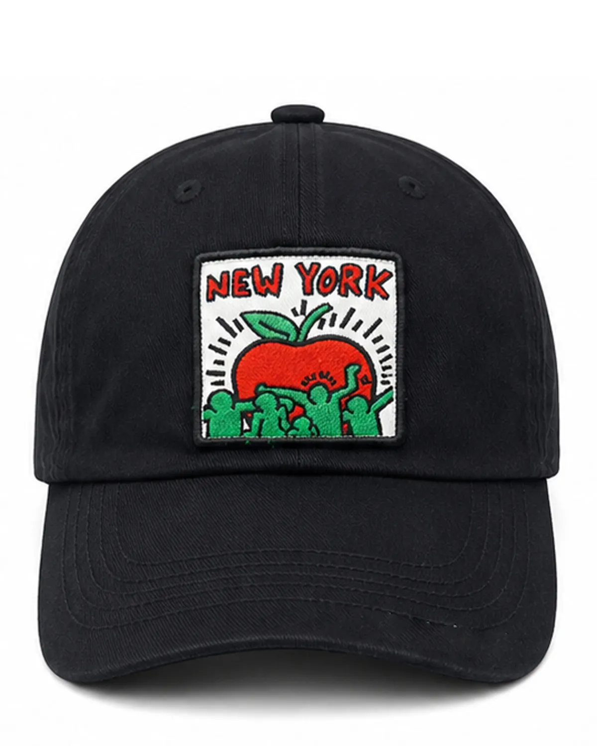کلاه کپ مشکی کیت هرینگ (Keith Haring) طرح سیب نیویورک