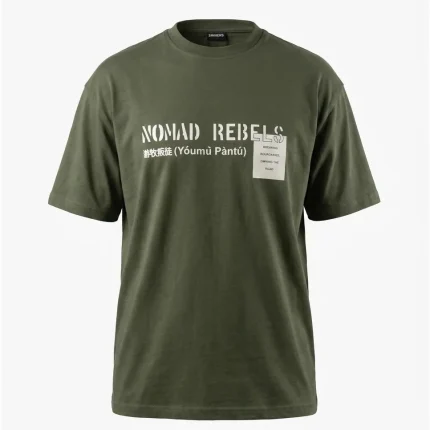 تیشرت مردانه آستین کوتاه طرح NOMAD REBELS - سبز ارتشی