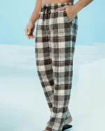شلوار راحتی مردانه چهارخانه بلکس (قهوه‌ای با خطوط کرم و خردلی)