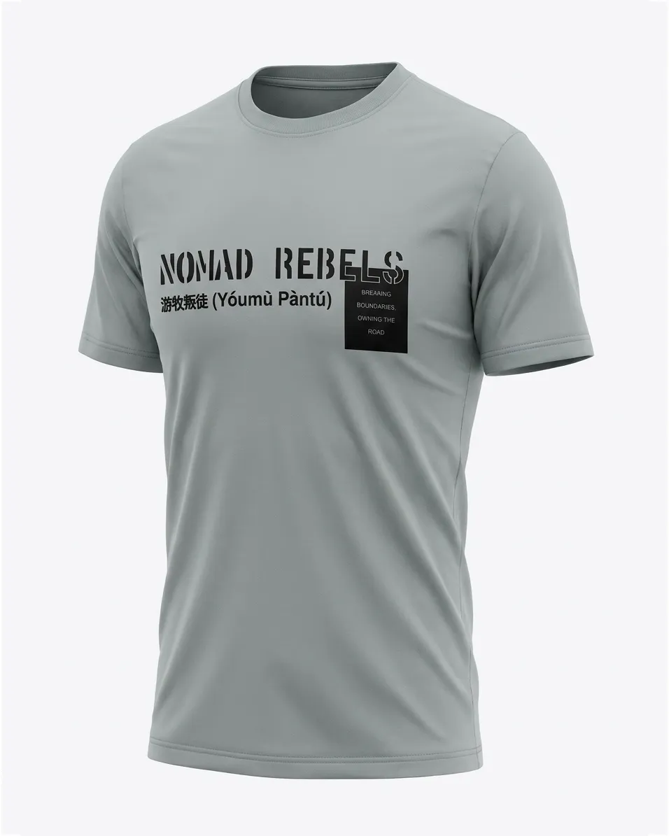 تیشرت مردانه آستین کوتاه مدل NOMAD REBELS رنگ طوسی