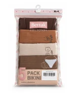 بسته‌بندی پک 5 عددی شورت زنانه Berrak مدل Bikini طرح فانتزی با ترکیب Cotton Elastane