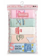 بسته‌بندی پک 5 عددی شورت زنانه Berrak مدل Bikini طرح اسپرت و فانتزی با ترکیب Cotton Elastane