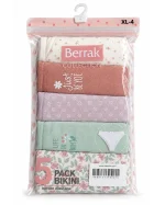بسته‌بندی شورت زنانه Berrak پک 5 عددی مدل بیکینی Cotton Elastane طرح گل و طبیعت