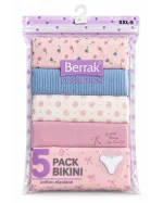 بسته‌بندی شورت زنانه براک Berrak پک 5 عددی Cotton Elastane طرح پاپیون و راه‌راه