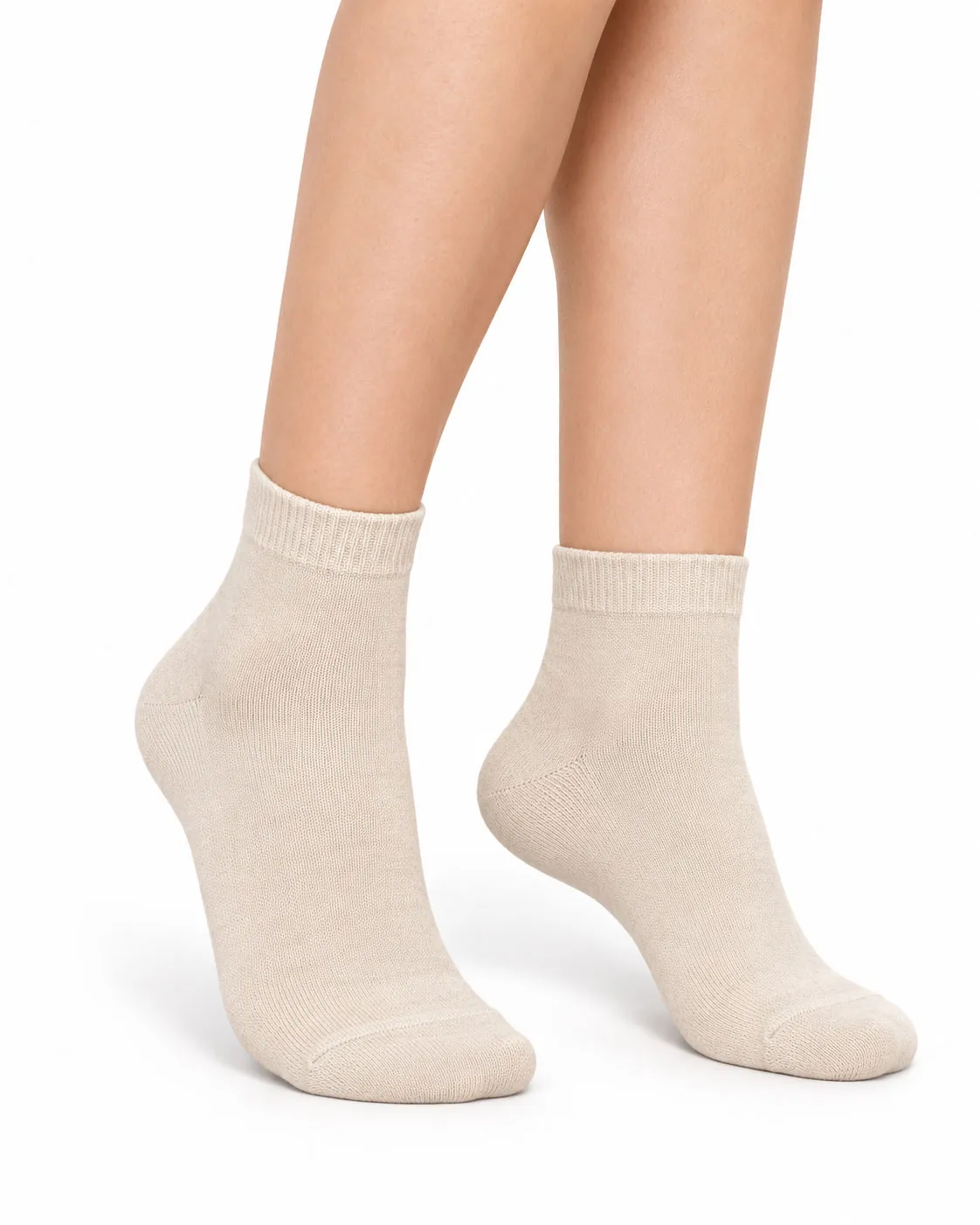 وراب نیم‌ساق بامبو زنانه Family Socks ساده با رنگ‌ کرم